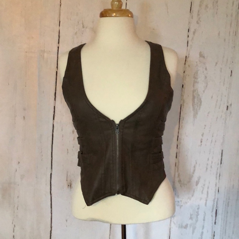 Faux leather vest
